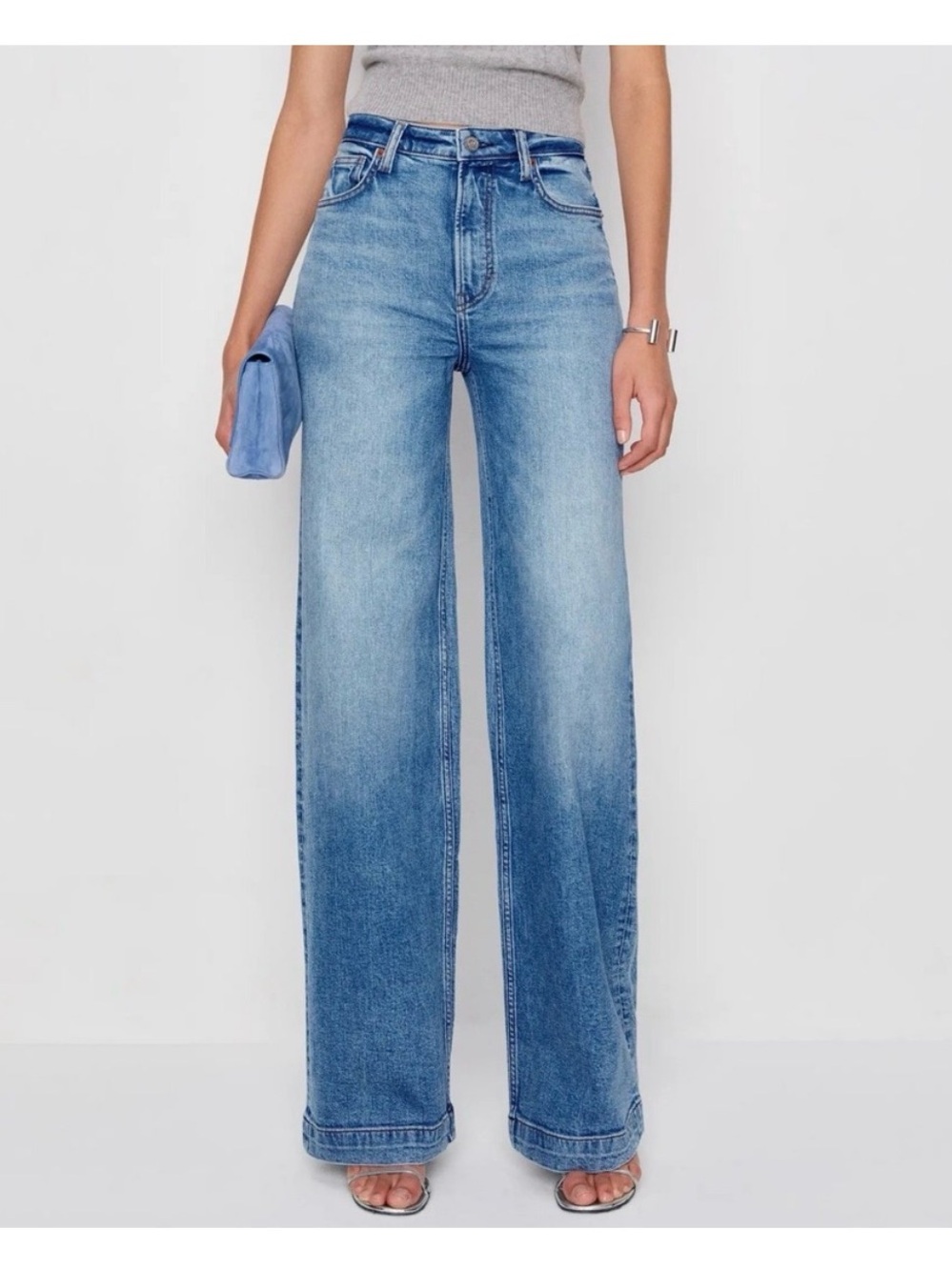 Reformation Bex Super Stretch High Rise Wide Leg Jeans Woods Size 34